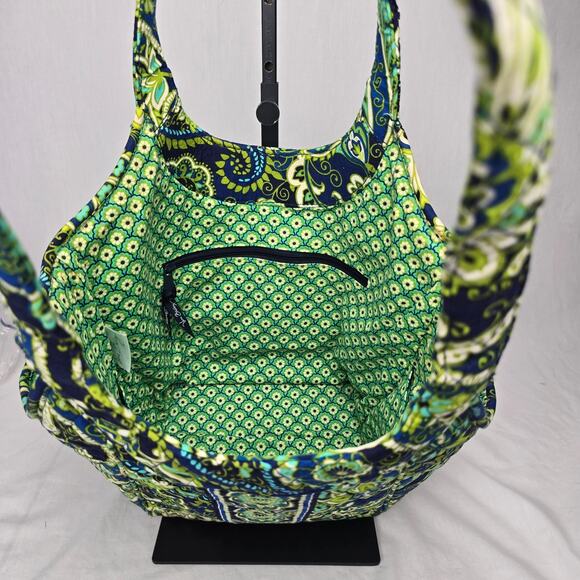 Vera Bradley Rhythm & Blues Tote Paisley Green & Blue Quilted Shoulder Straps - Picture 3 of 16